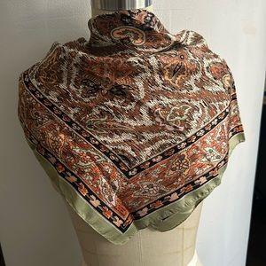 Paisley green and orange Liberty scarf